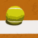 Balle de tennis sur ligne blanche